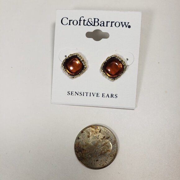 CROFT & BARROW, Gold-tone Brown Square Stone Stud Earrings | 2/$30 | Jewelry - Picture 8 of 10